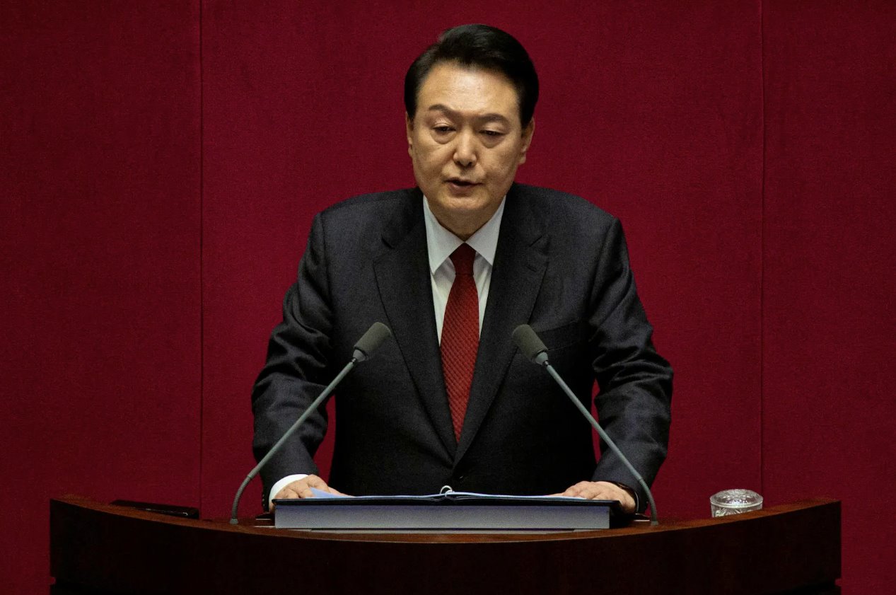 韓國總統(tǒng)尹錫烈于2023年10月31日在韓國首爾國民議會上就政府預算發(fā)表講話。