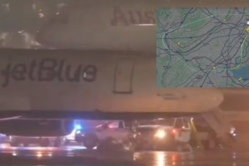 捷藍航空飛機在紐瓦克機場緊急迫降